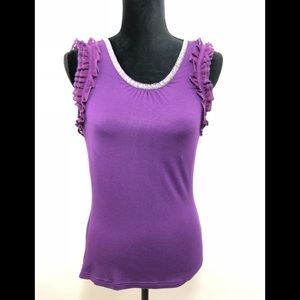 💜 Isabella Rodriguez Sleeveless Ruffled Tank Med